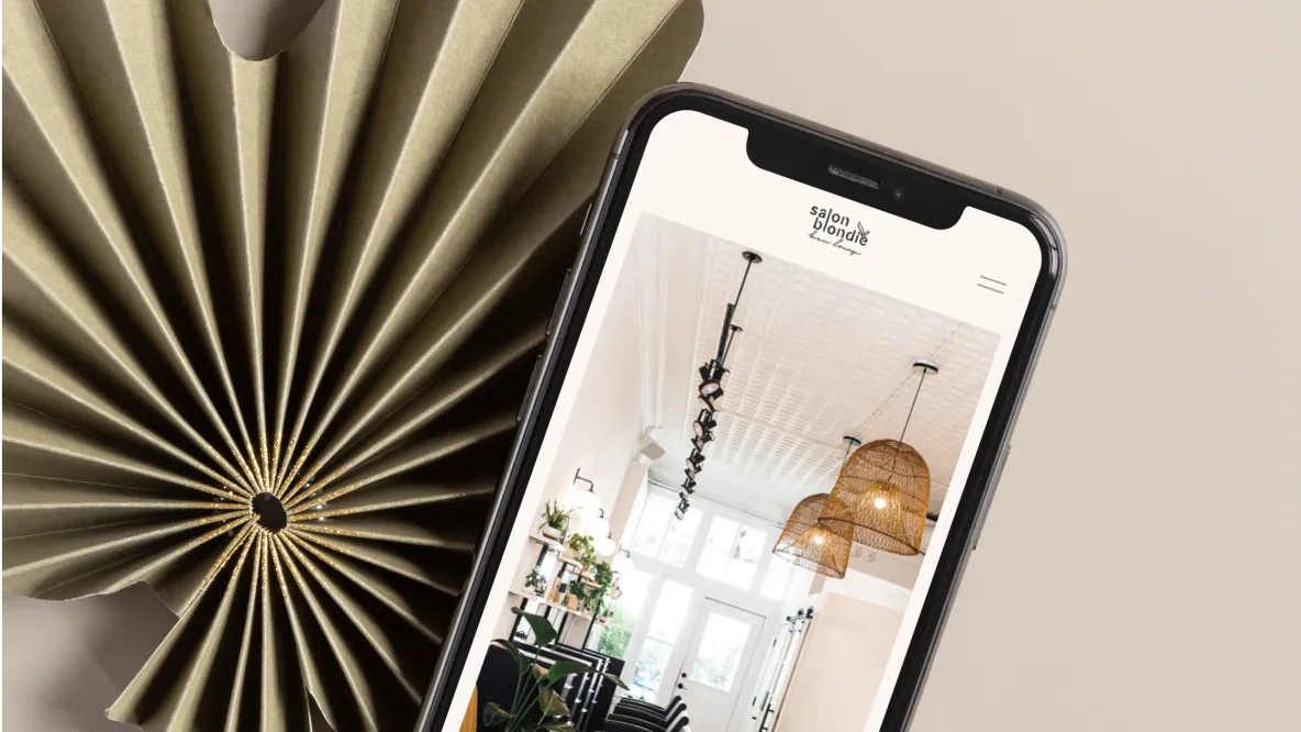 Salon Blondie Website on iPhone