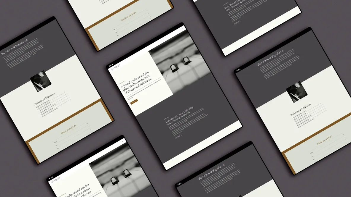 Chris Vitt Piano Studio website displayed on iPad layout.